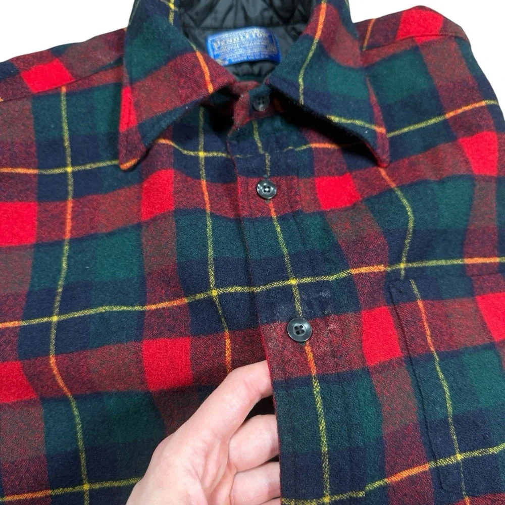 Vintage Pendleton Wool 70s 80s 90s Plaid Flannel Button Up Shirt M‎